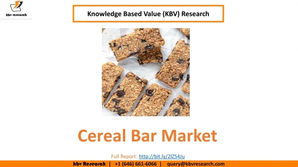 Cereal Bar Market Size- KBV Research