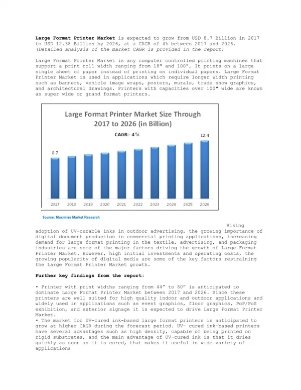 large format printer market is expected to grow