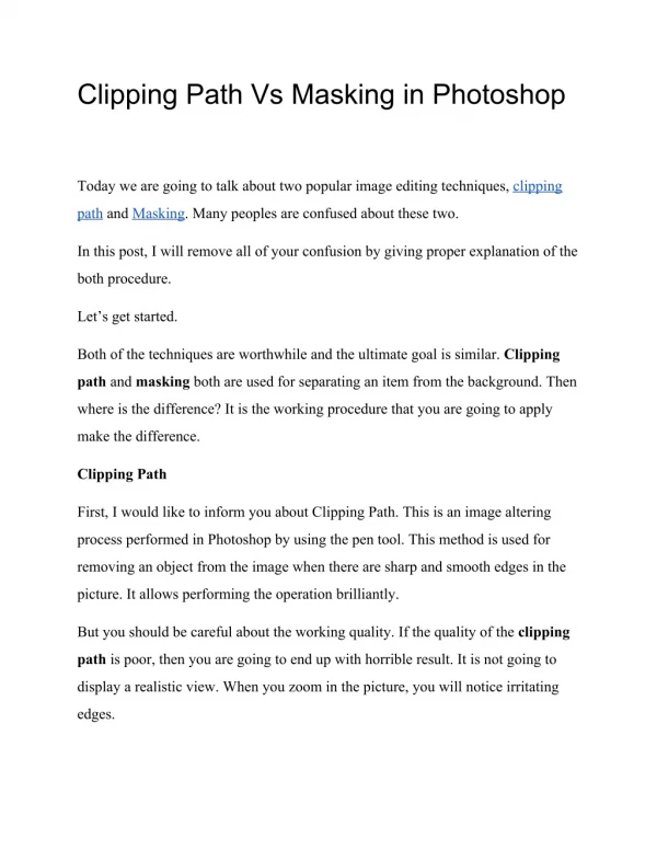 Clipping Path Vs Masking in Photoshop