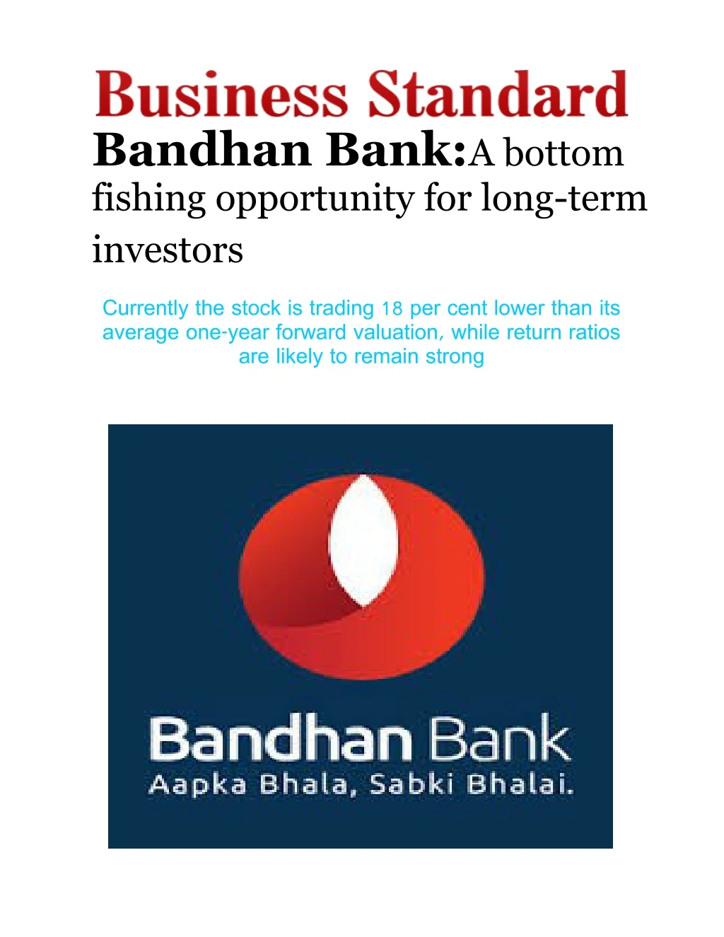 bandhan bank a bottom fishing opportunity