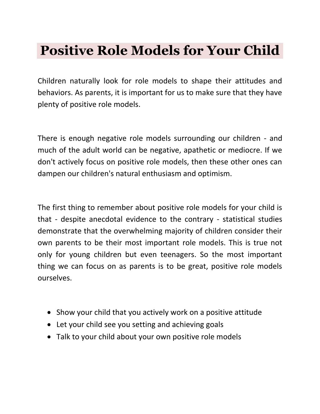 positive role models for your child