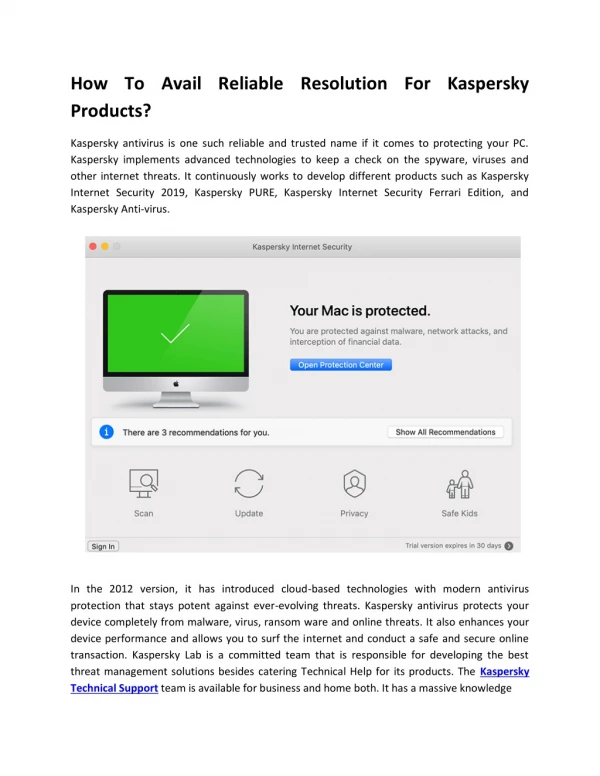 How To Avail Reliable Resolution For Kaspersky Products?