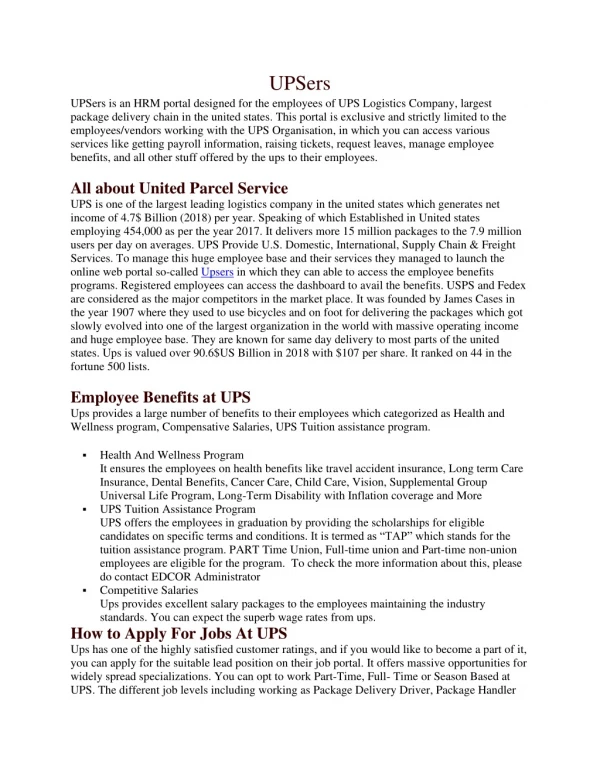 UPSers Services