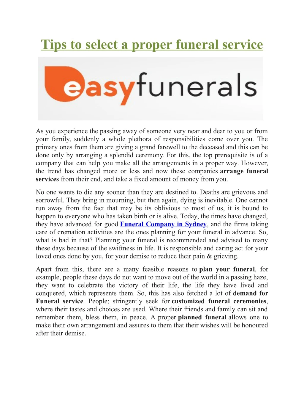 tips to select a proper funeral service