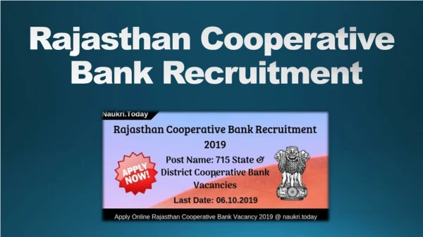 Rajasthan Cooperative Bank Recruitment 2019 Apply RSCB 715 Posts