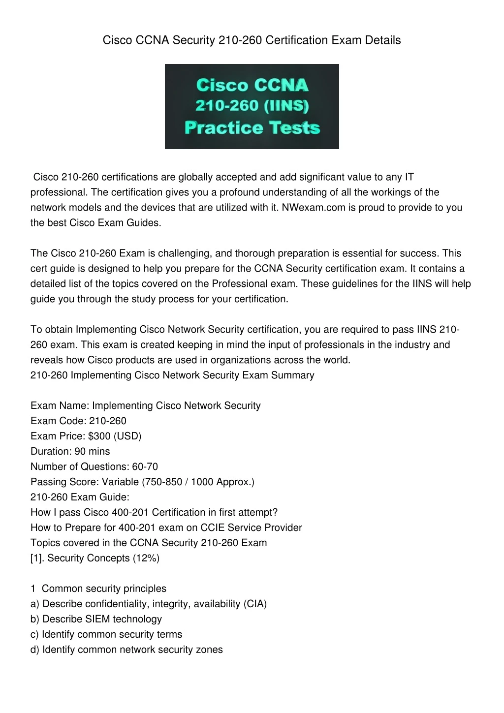 cisco ccna security 210 260 certification exam
