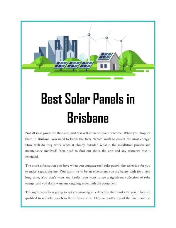 Best Solar Panels in Brisbane