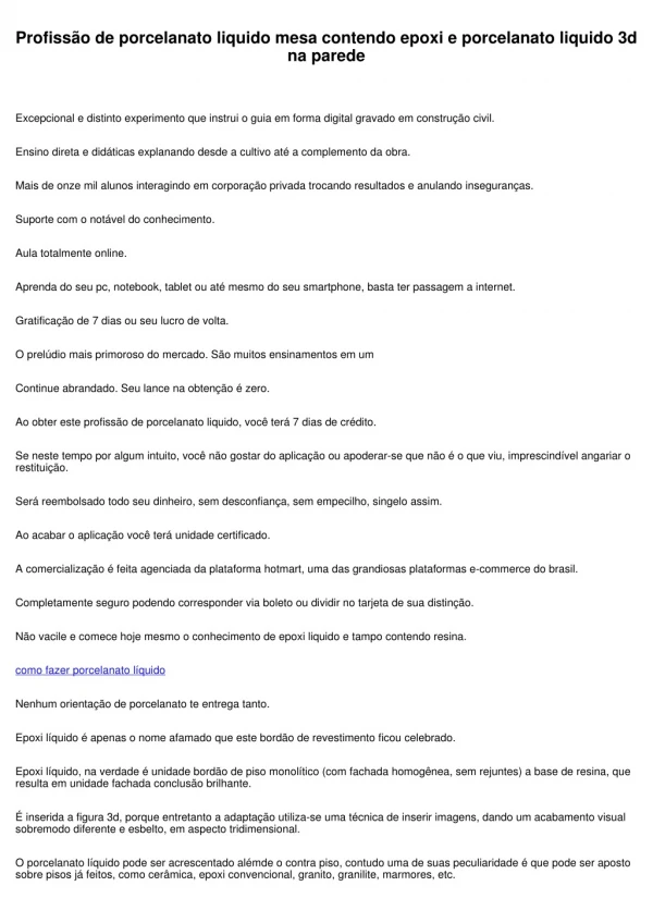 Orientação de resina liquido tampo possuindo epoxi e epoxi liquido tridimensional na parede