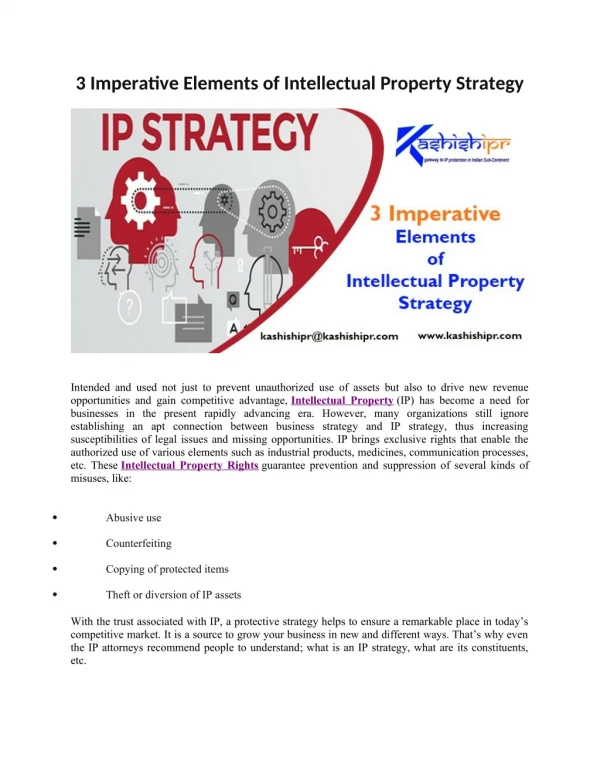 3 Imperative Elements of Intellectual Property Strategy