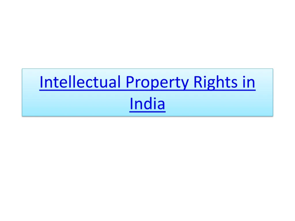 intellectual property rights in india