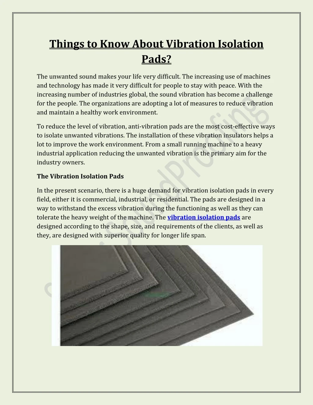 things to know about vibration isolation pads