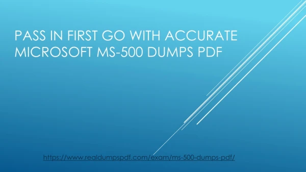 Don't Miss The Chance To Pass With Real Microsoft MS-500 Pdf Dumps