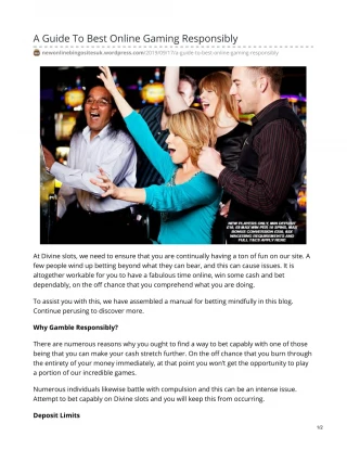 A Guide To Best Online Gaming Responsibly - slide 1