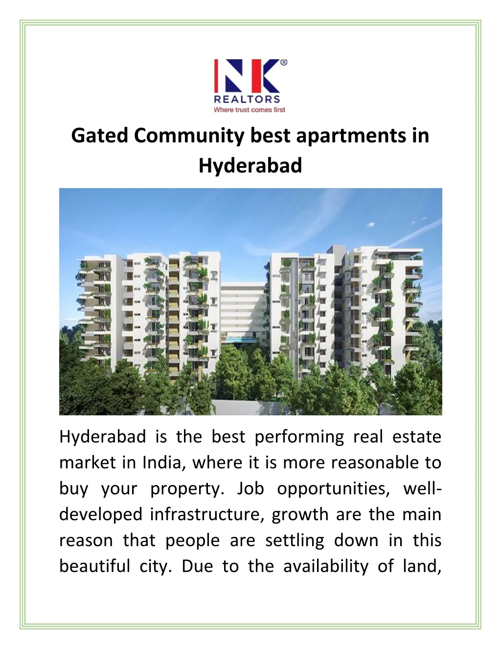 gated community best apartments in hyderabad