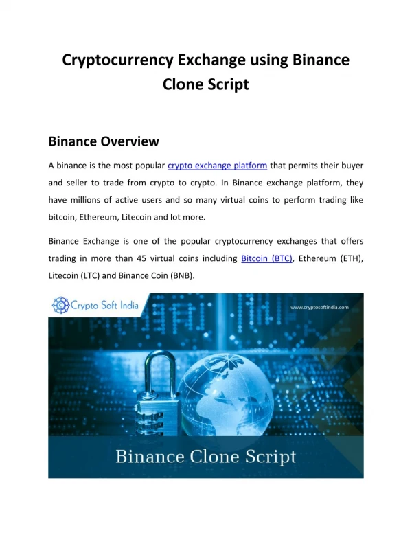 Cryptocurrency Exchange using Binance Clone Script
