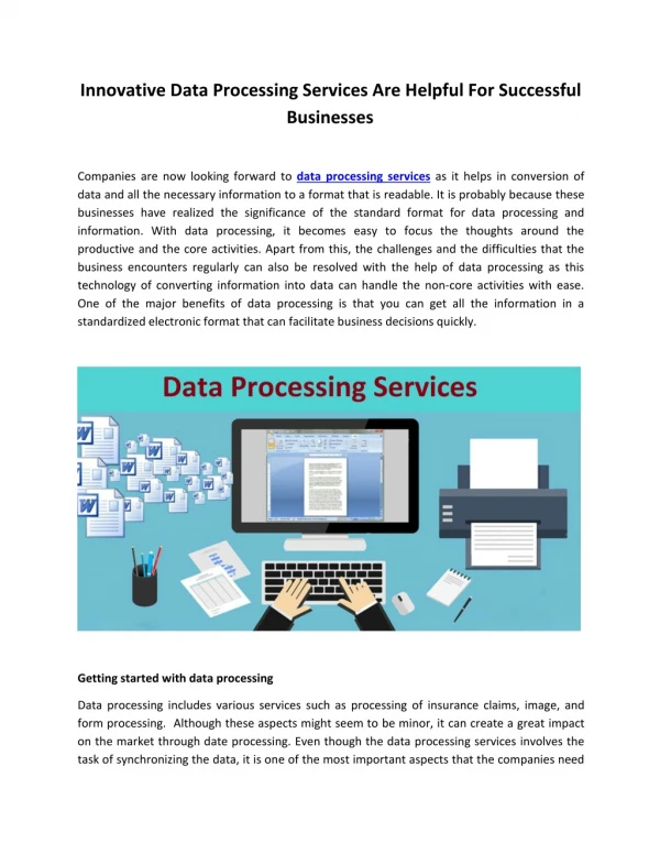 Innovative Data Processing Services Are Helpful For Successful Businesses
