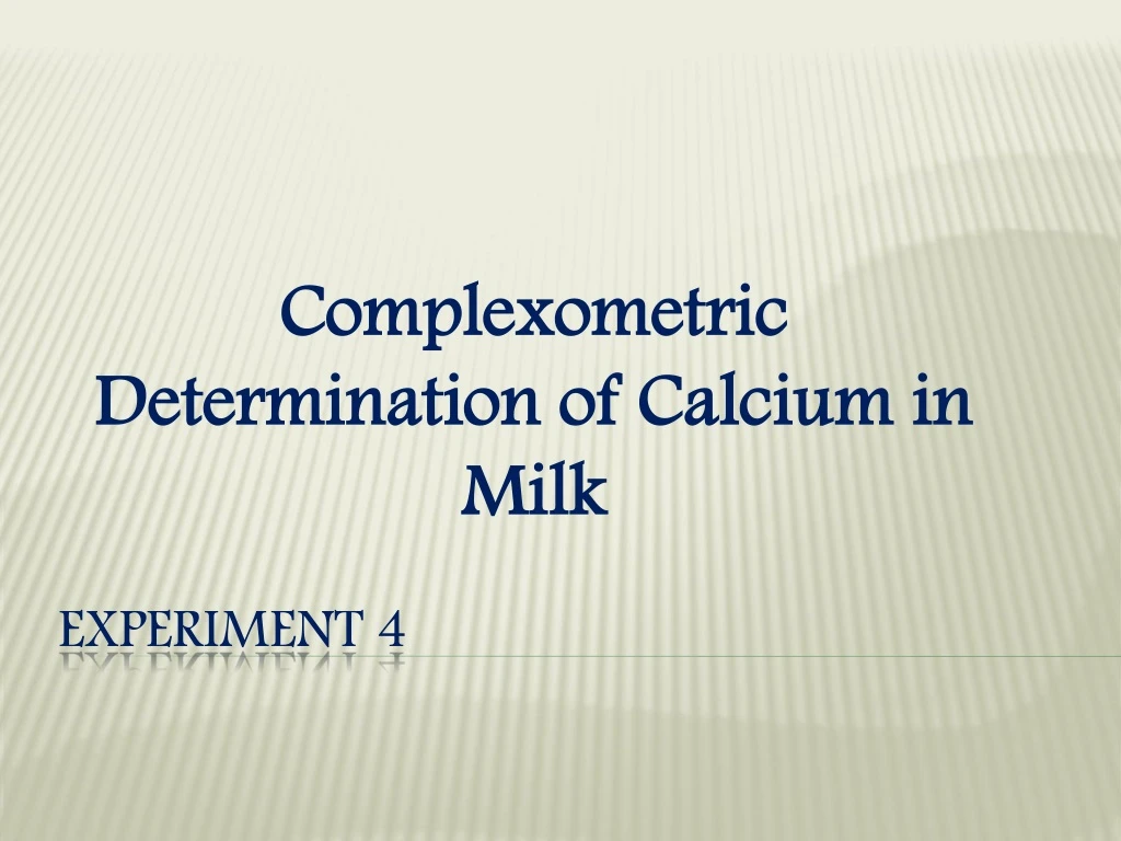 complexometric determination of calcium in milk