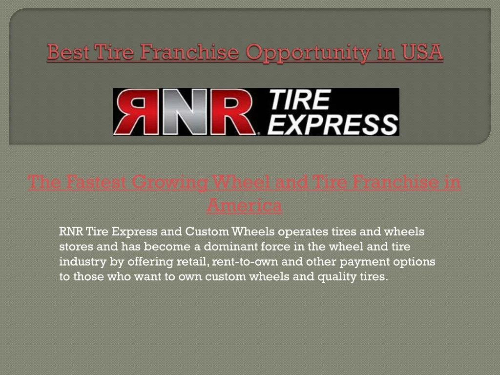 best tire franchise opportunity in usa