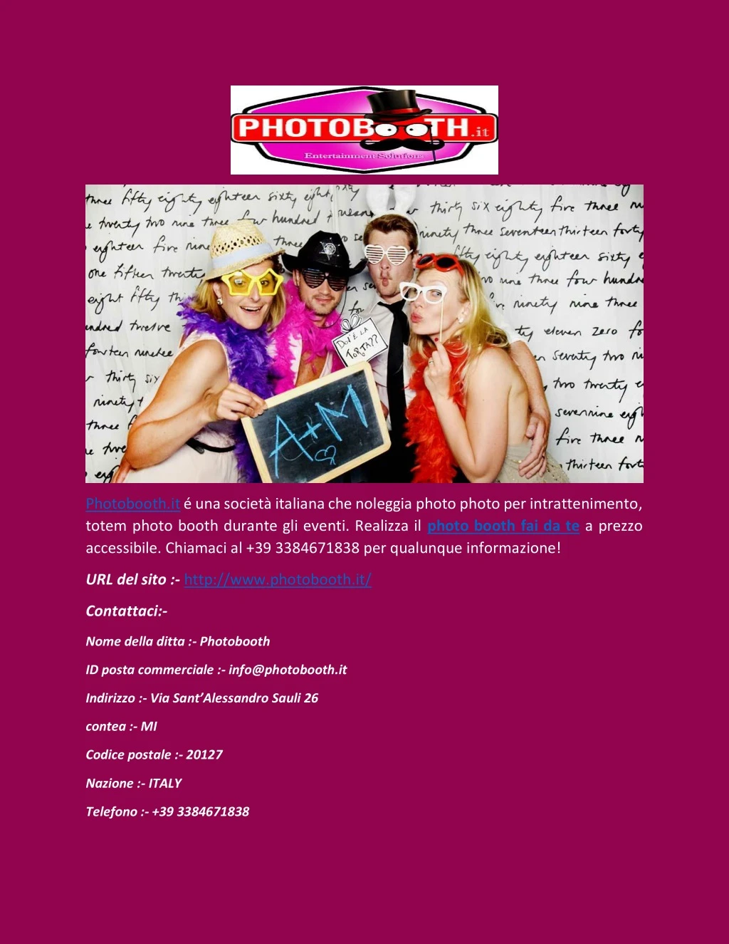 photobooth it una societ italiana che noleggia