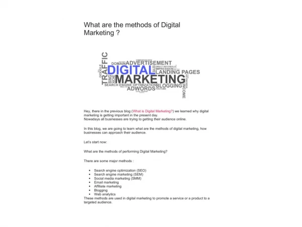 Know all methods of digital marketing