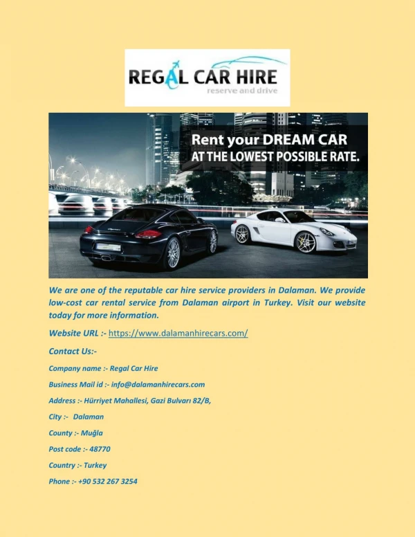 Car Hire in Dalaman(Dalamanhirecars.com)