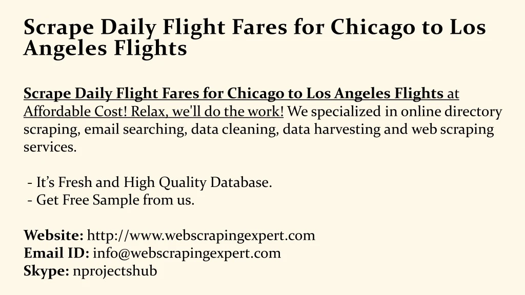 scrape daily flight fares for chicago to los angeles flights
