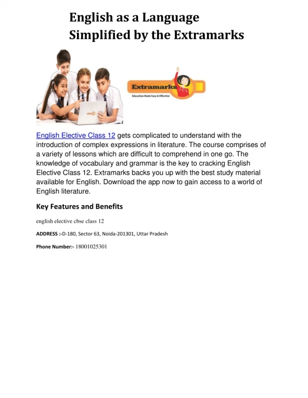 English as a Language Simplified by the Extramarks App