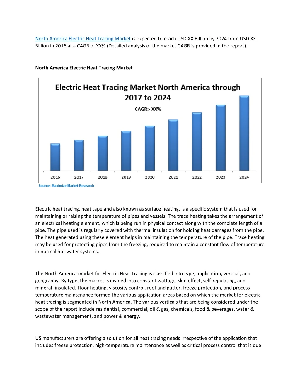 north america electric heat tracing market