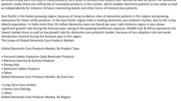 Dementia Care Products Market