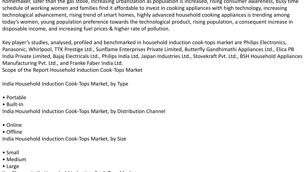 india household induction cook tops market