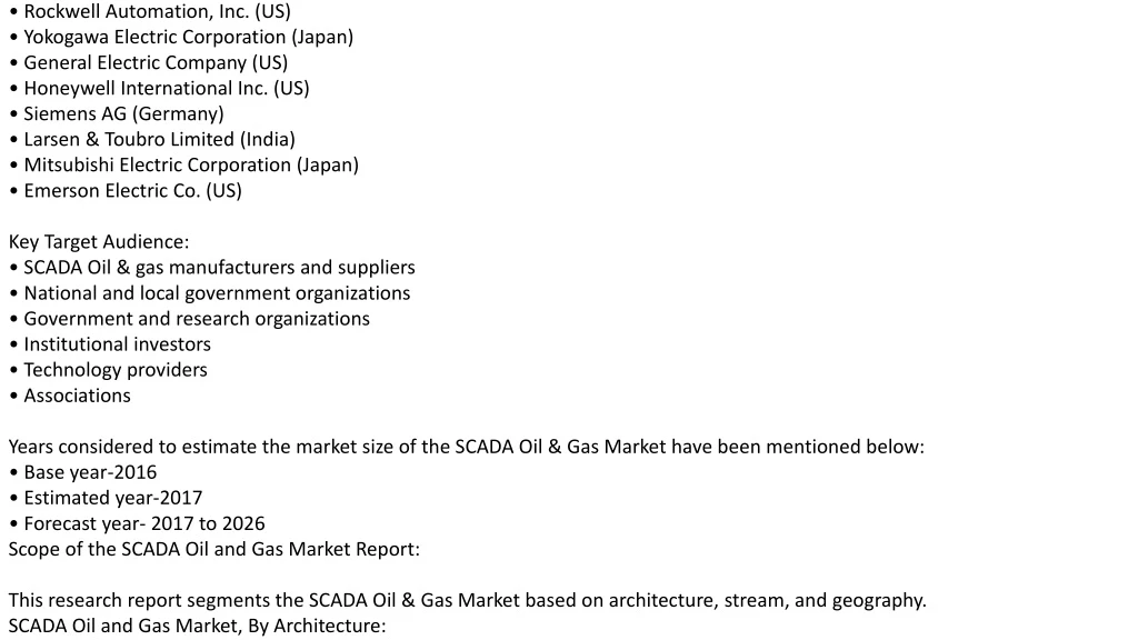 scada oil and gas market is expected to reach
