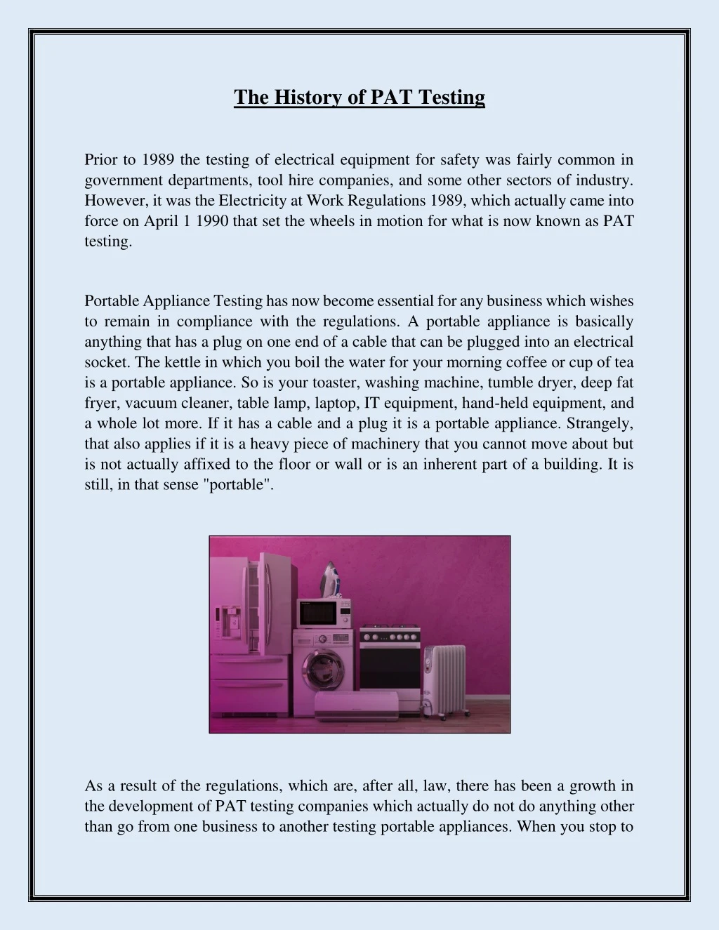 the history of pat testing