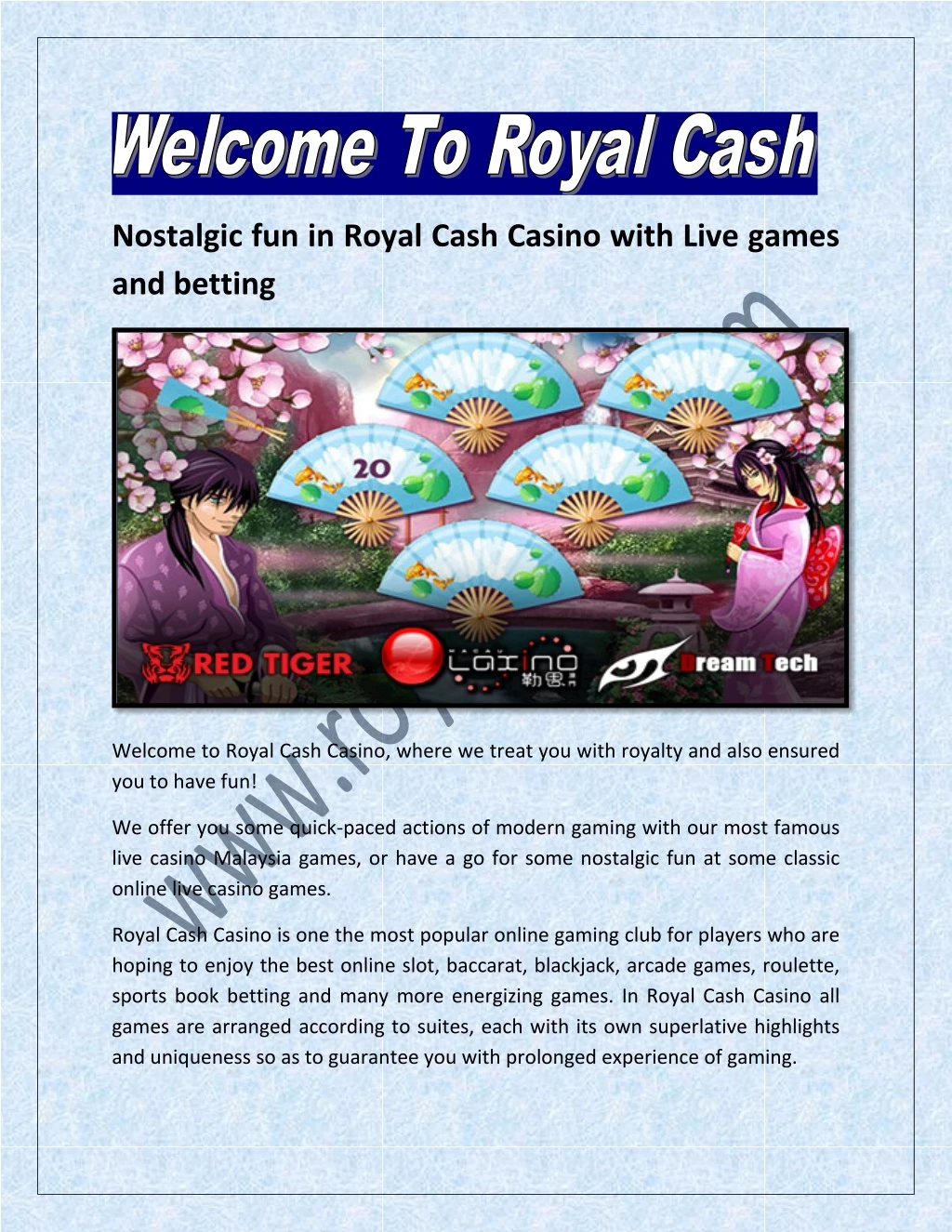 nostalgic fun in royal cash casino with live