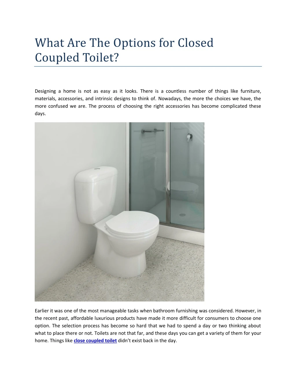 what are the options for closed coupled toilet