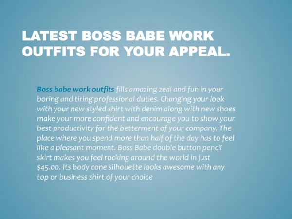 Pleasure of boss babe work outfits to your appeal