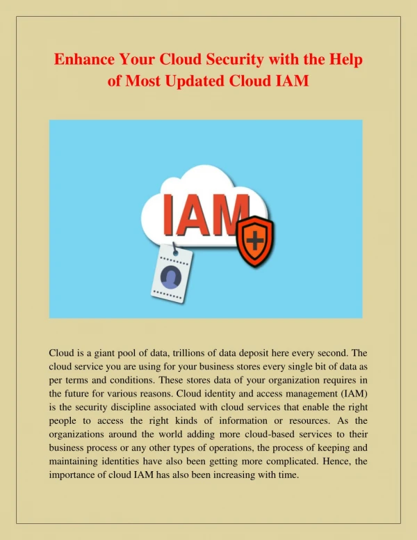 Enhance Your Cloud Security with the Help of Most Updated Cloud IAM