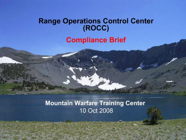 Mountain Warfare Training Center 10 Oct 2008
