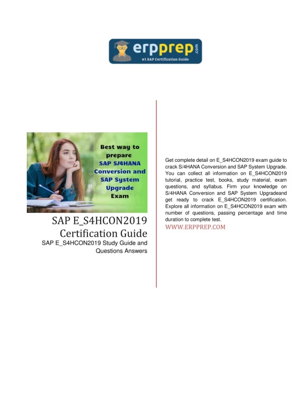 [PDF] SAP S4HCON (E_S4HCON2019) Certification Guide and Latest Questions Answers.