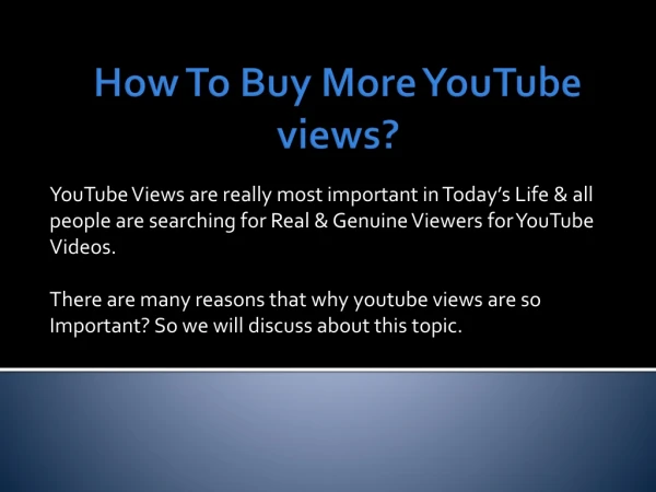 How To Buy More YouTube Views?