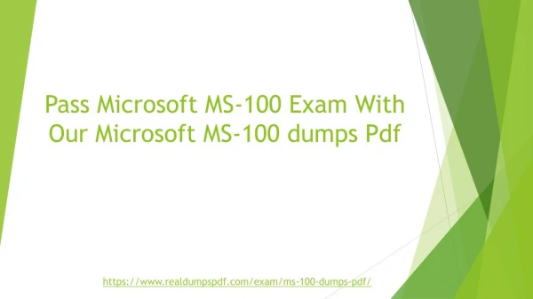 Accurate And Authentic Microsoft MS-100 Dumps Pdf.