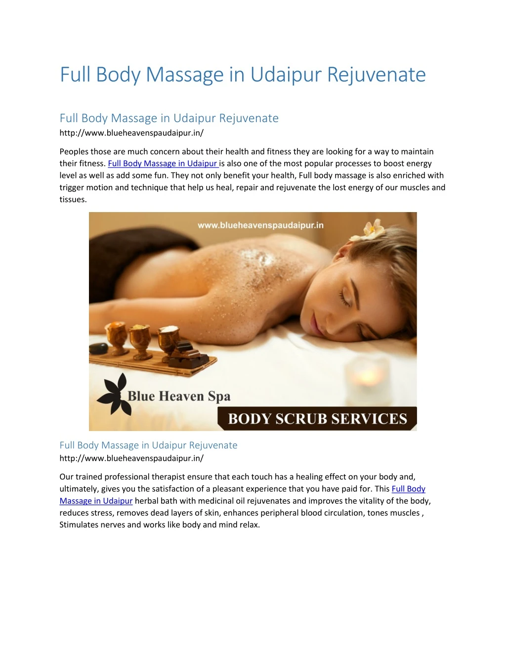 full body massage in udaipur rejuvenate