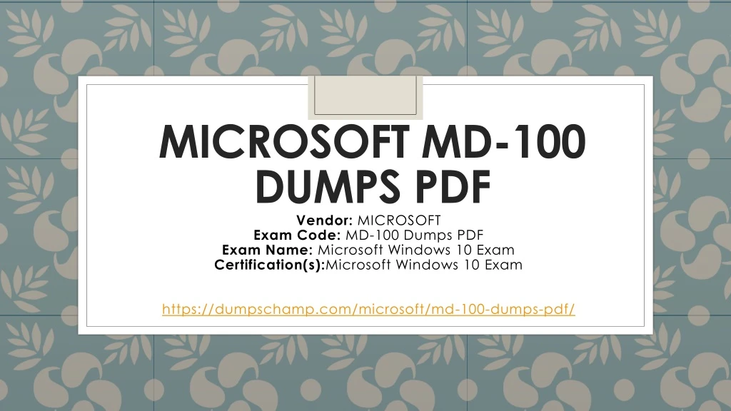 microsoft md 100 dumps pdf