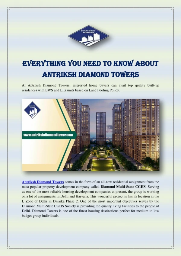 Everything You Need to Know About Antriksh Diamond Towers
