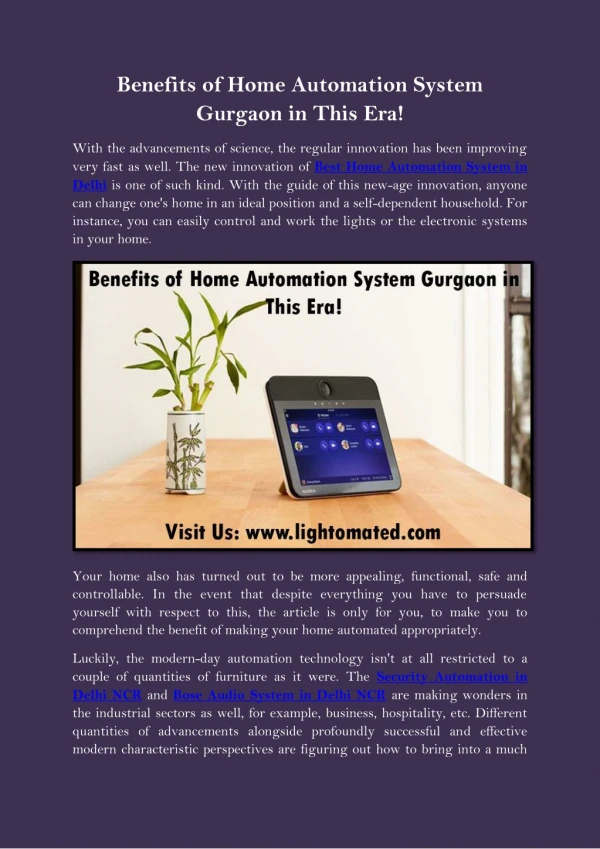Benefits of Home Automation System Gurgaon in This Era!