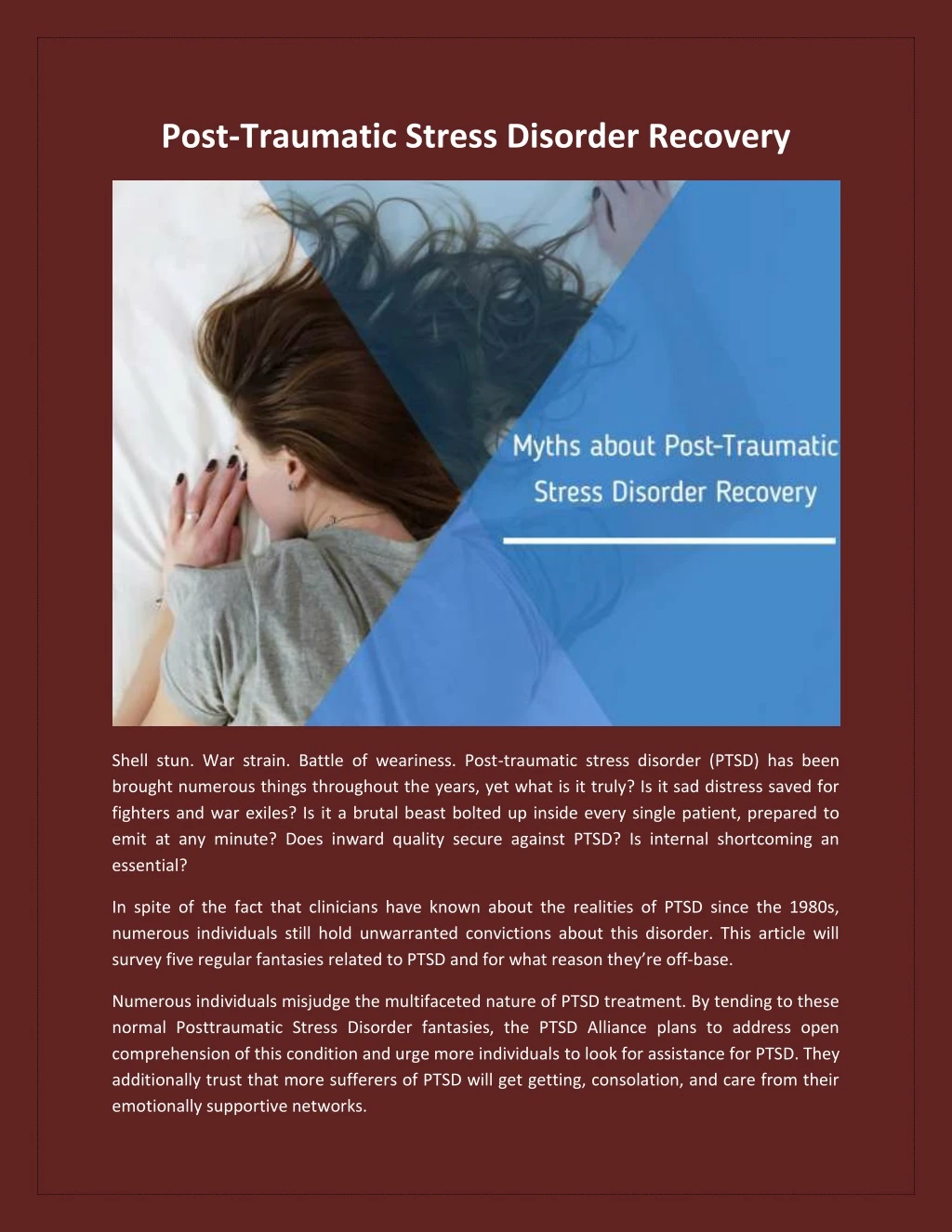 post traumatic stress disorder recovery