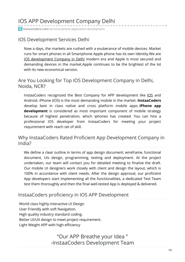 IOS APP Development Company in Delhi ,Noida