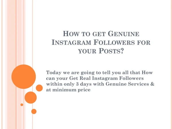 How to get Genuine Instagram Followers for your Posts?