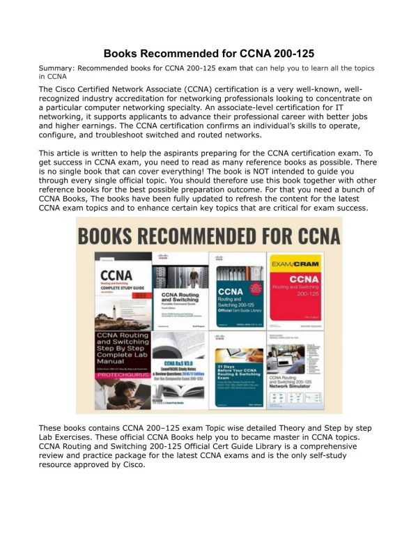 Books Recommended for CCNA 200-125