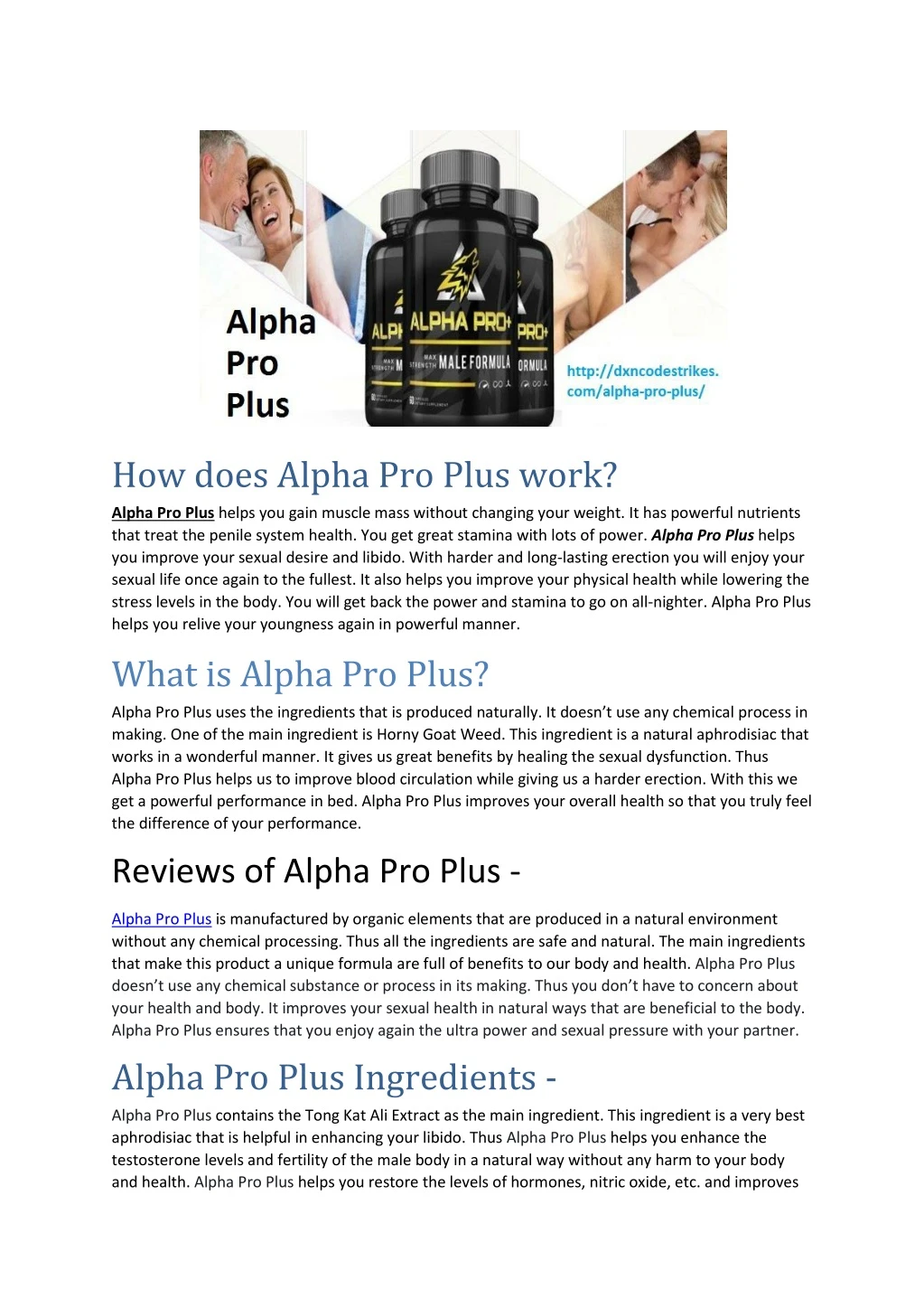 how does alpha pro plus work