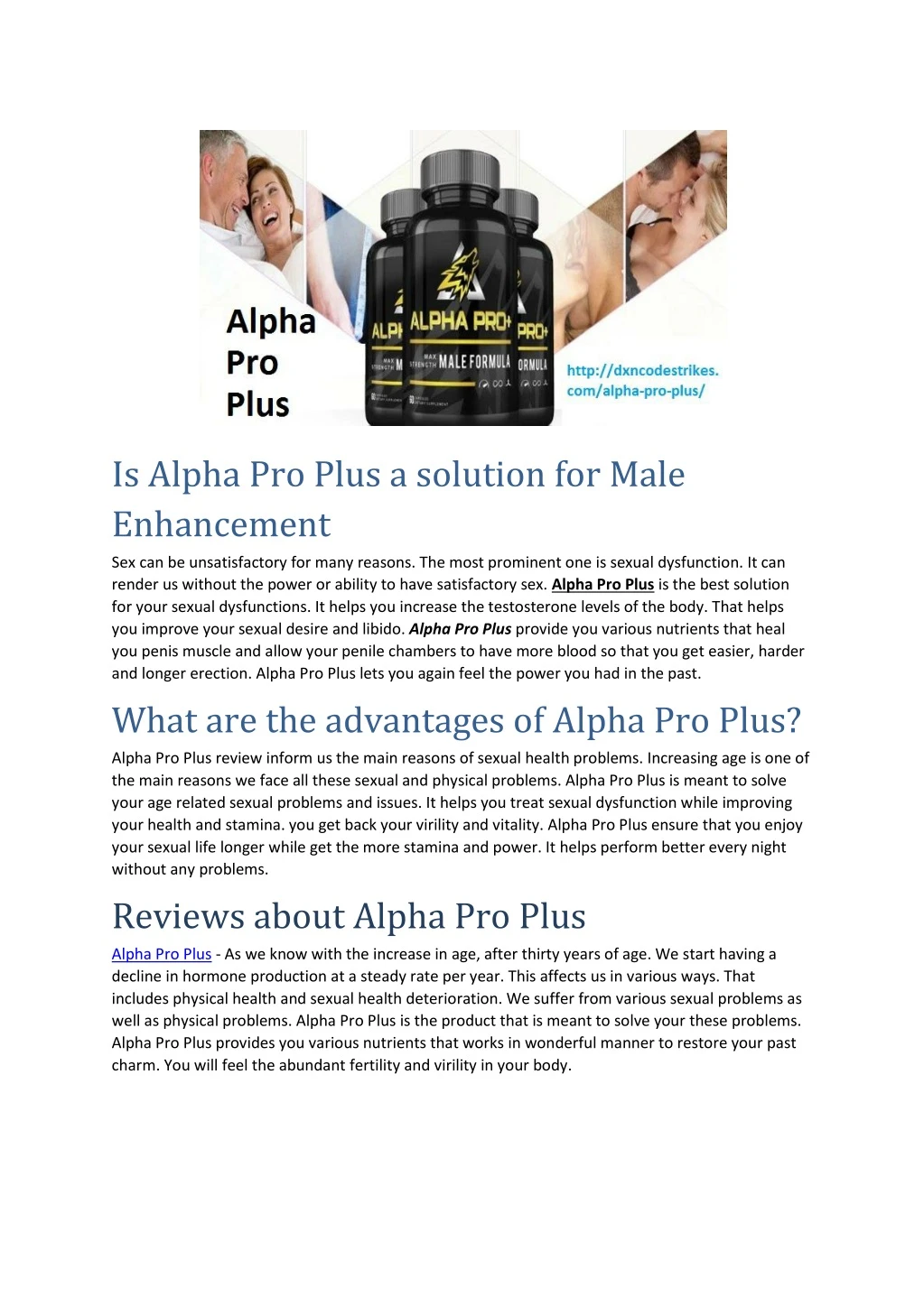 is alpha pro plus a solution for male enhancement